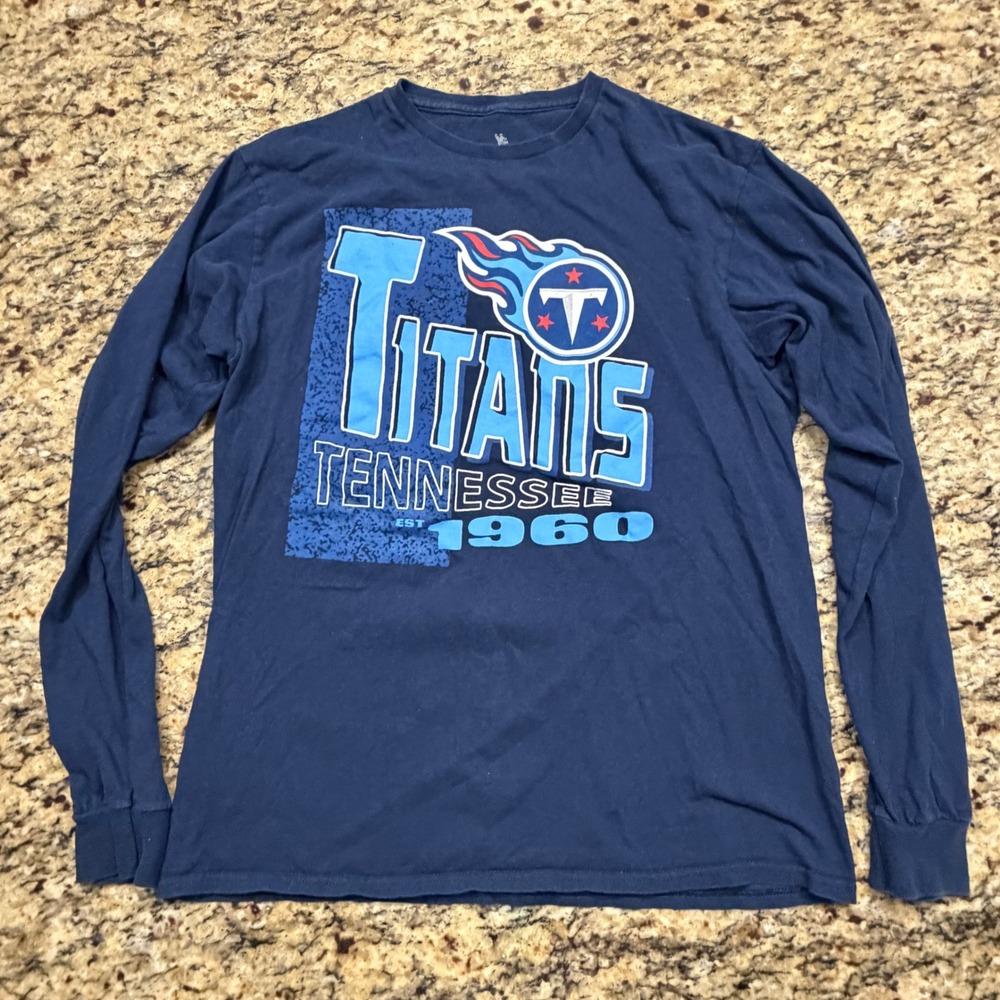 Junk Food Clothing‎ Tennessee Titans Mens Navy Blue Long Sleeve Tee Shirt M